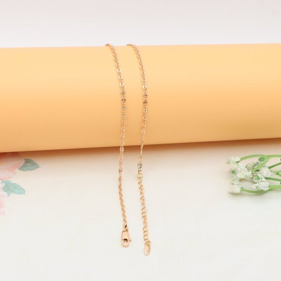 Elegant Rose Gold Necklace with Textured Chain & Adjustable Length, XPNL0402 - Picture 10 of 11